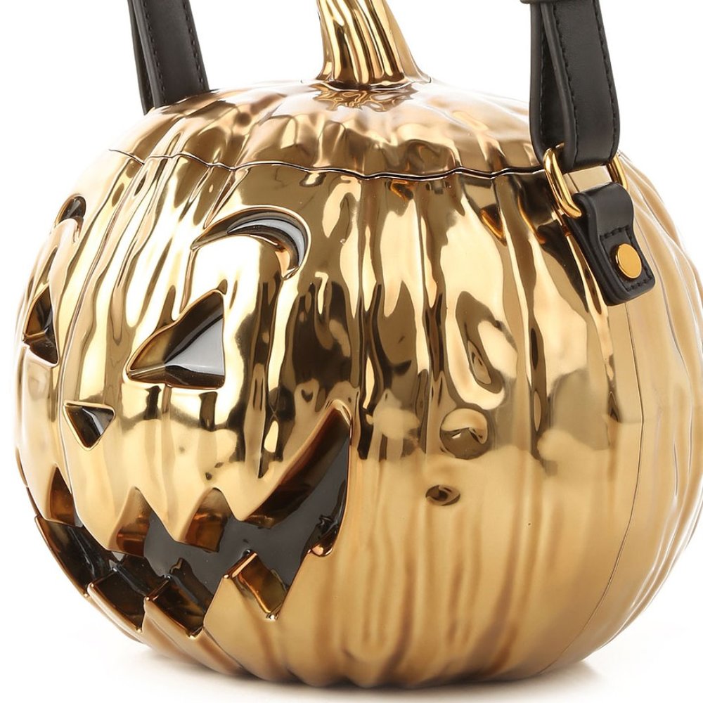 Halloween 🎃 SS20 Moschino Couture JeremyScott Laminated Pumpkin Bronze Handbag - Picture 5 of 16